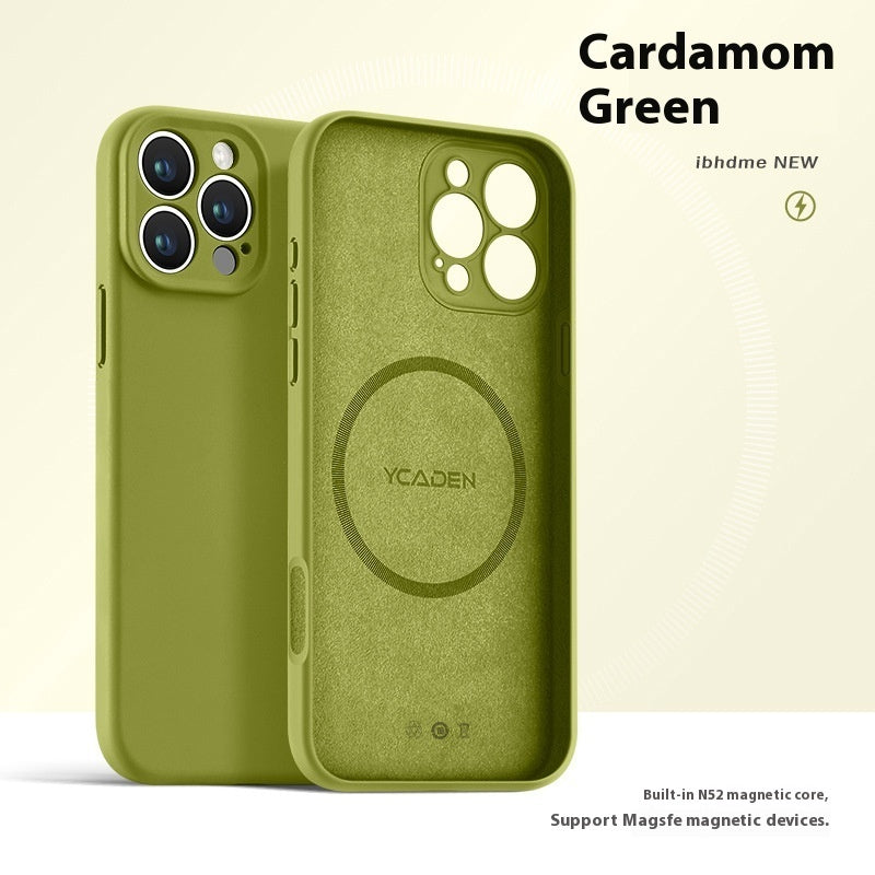 Phone Case With Real Liquid Silicone Magnetic Ultra-thin Drop-resistant All-inclusive