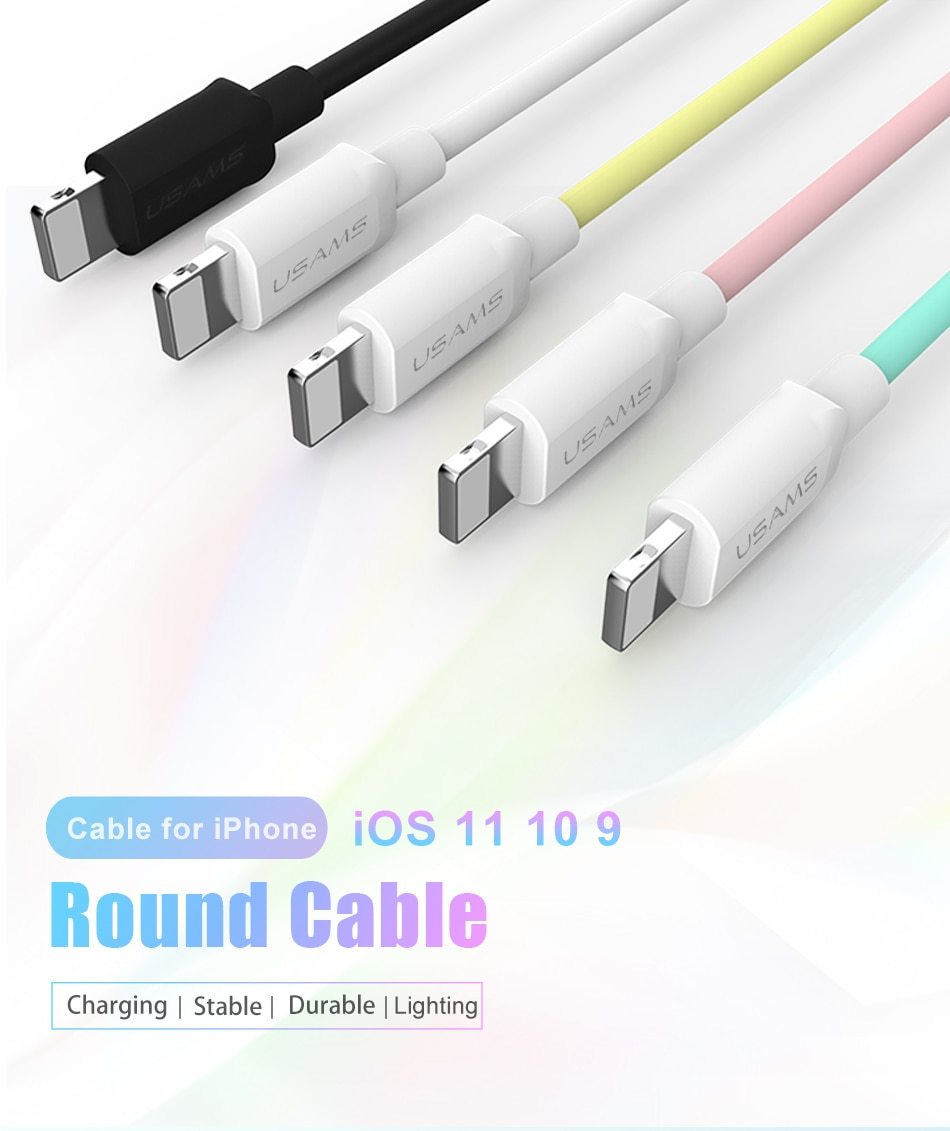 USB Cable For Charger X 8 7 6 6s Plus 5 5s SE,2A 1M Mobile USB Data Cable For  Cable For Lightning Cable