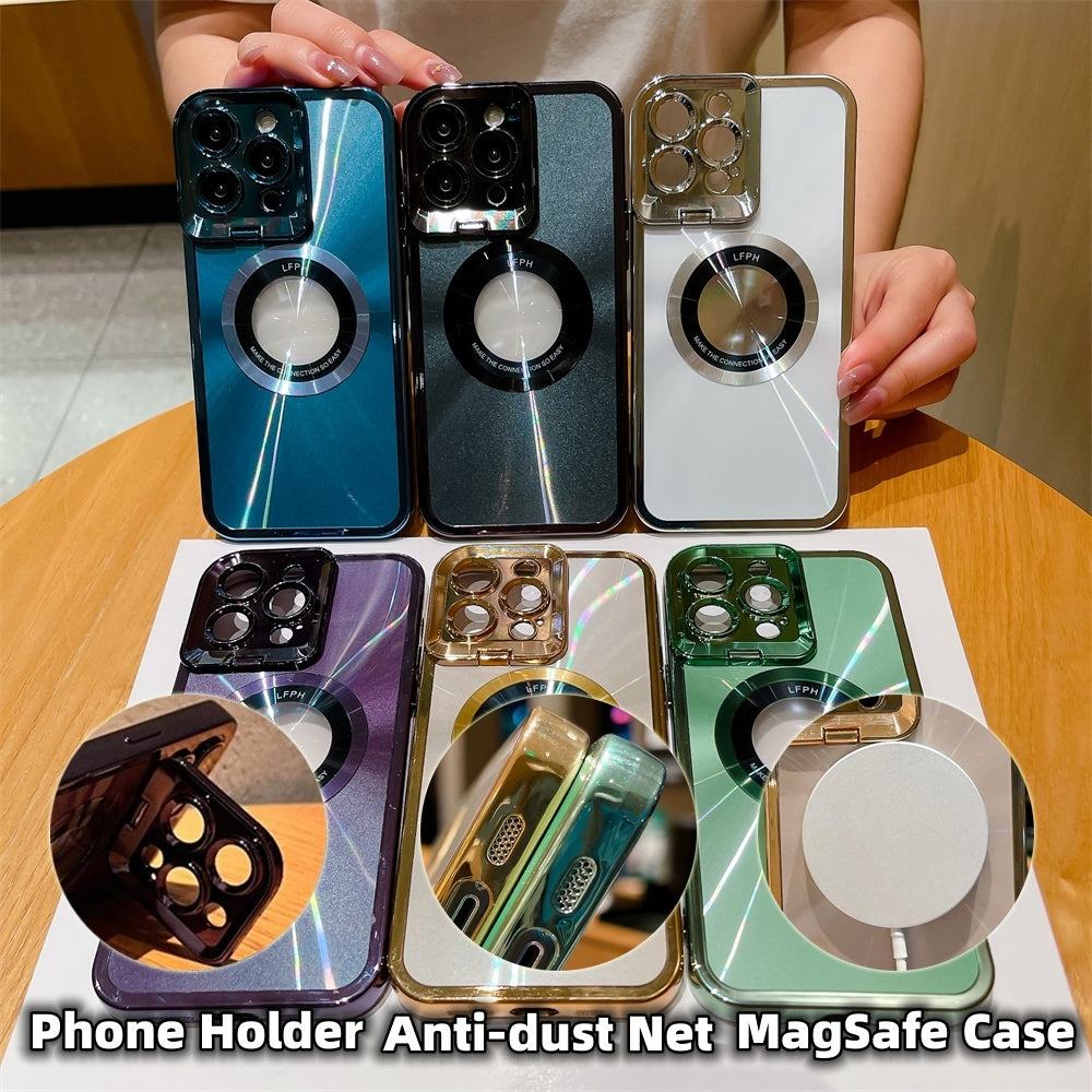 Luxury Plating CD Pattern Mag-safe Bracket Case With Lens Holder & Magnetic Suction