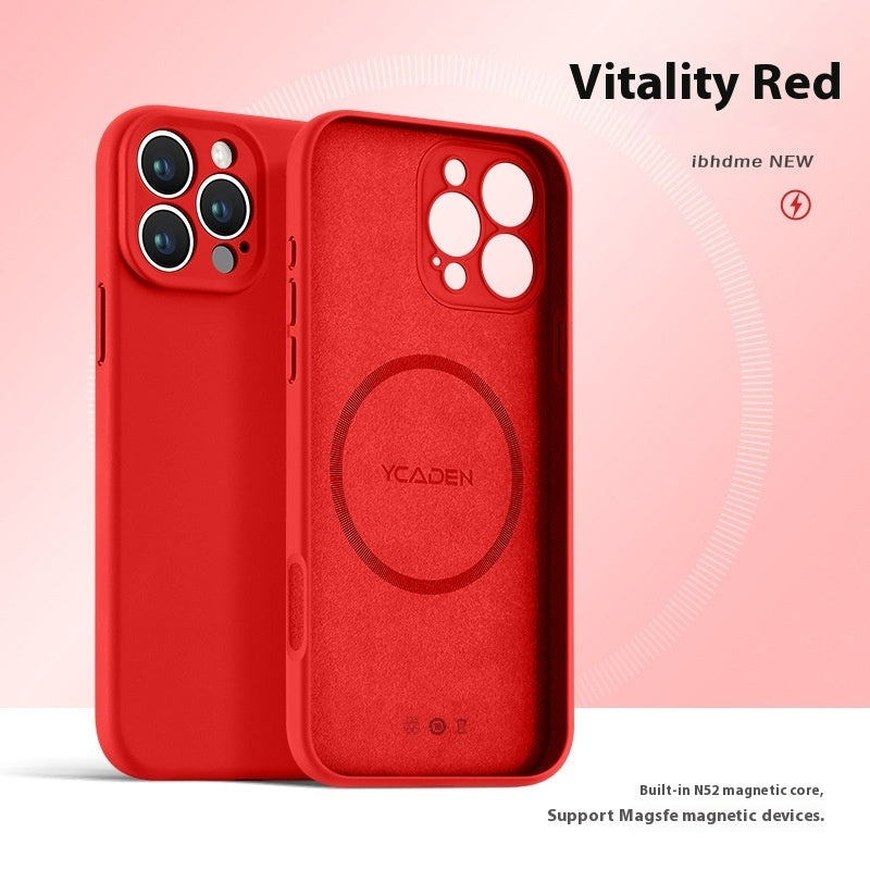 Phone Case With Real Liquid Silicone Magnetic Ultra-thin Drop-resistant All-inclusive