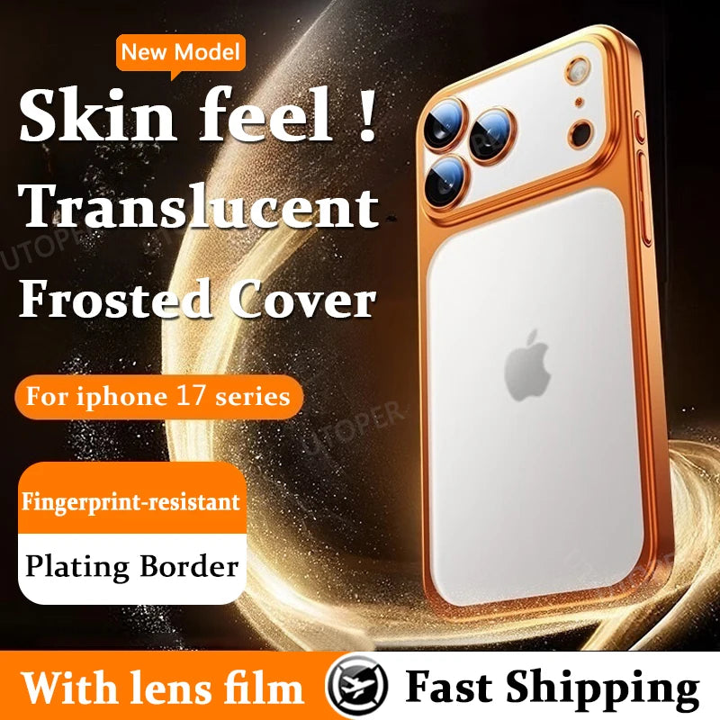 Simple Translucent with Lens Film Case for iPhone 17 Pro Max All-inclusive Anti-fall Damping Cover