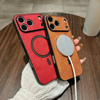 Magnetic Leather Case for iPhone - Cover Magnet for Mag-safe Anti-knock All-round Camera Protector Shell