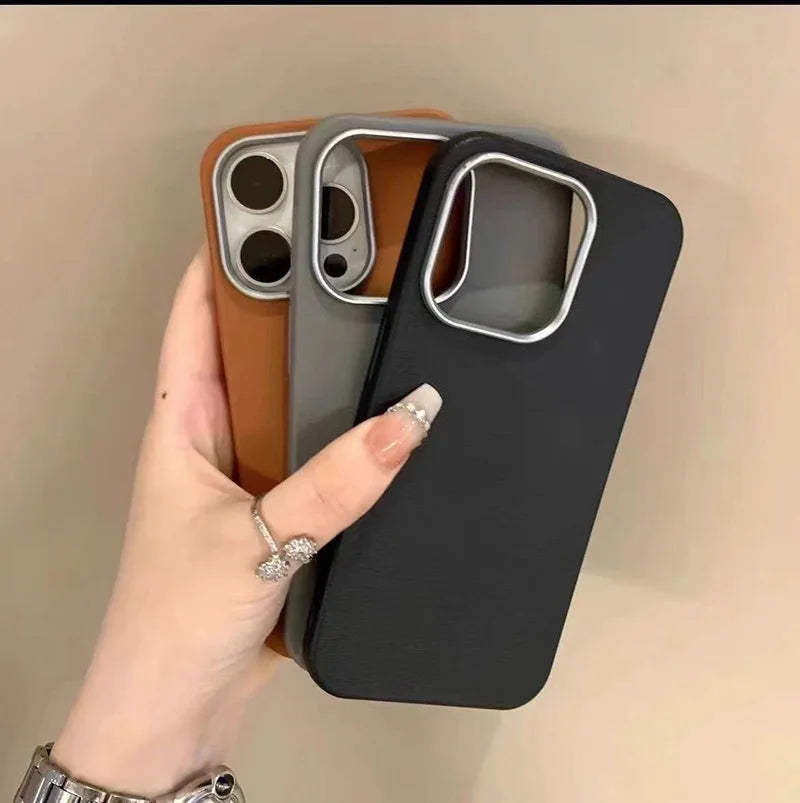 Luxury Matte Leather Phone Case For iPhone - Protection Shockproof Cover