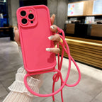 Phone Case For iPhone 14 13 15 16 Pro Max 17 Air 16E 12 11 X XR XS 7 8 Plus Crossbody Adjustable Lanyard Strap Rope Soft Cover