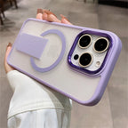 Folding Stand Holder Magnetic Matte Case For iPhone 17 16 Pro Max 15 14 Plus 13 12 For Magsafe Wireless Charge Shockproof Cover