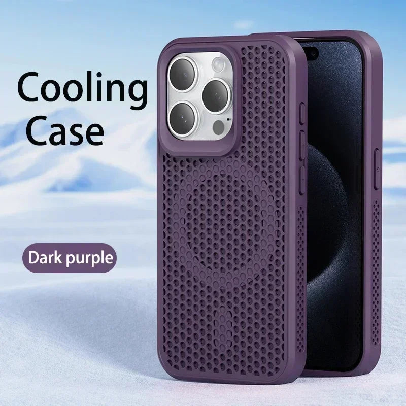 Cooling Heat Dissipation Phone Case For iPhone 17 16 15 14 13 12 11 Pro Max Plus Breathable Hard Back Magnetic Cover For Magsafe