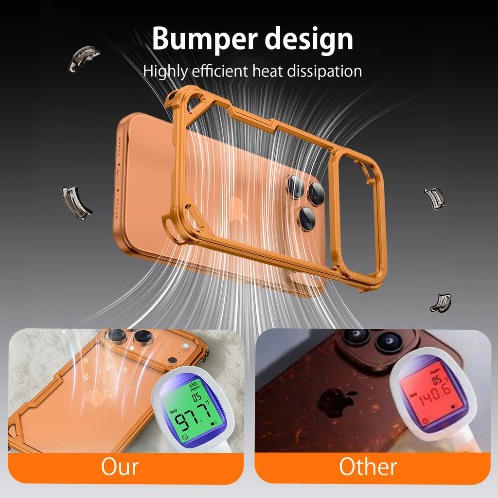 Metal Phone Case for iPhone  Support Wireless Charging Ultra-thin Protective Case