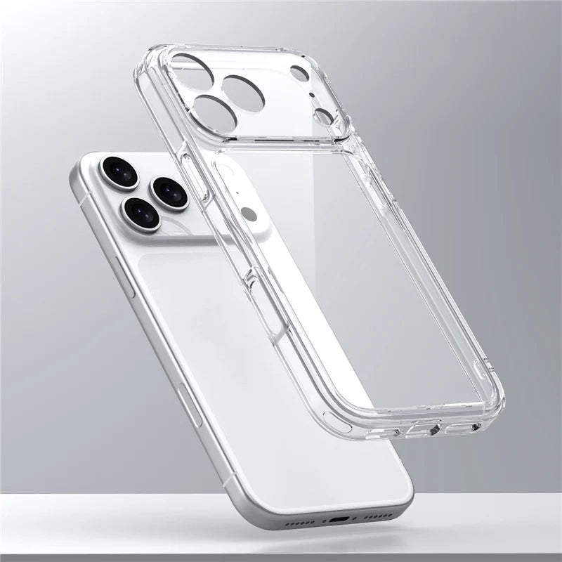 Luxury Transparent Shockproof Case For iPhone - Clear Hybrid TPU+PC Protective Hard Back Cover