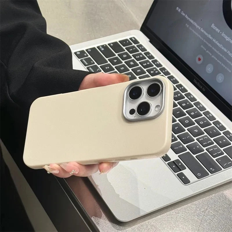 Luxury Matte Leather Phone Case For iPhone - Protection Shockproof Cover