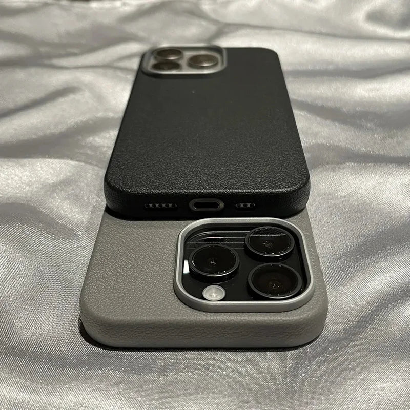 Luxury Matte Leather Phone Case For iPhone - Protection Shockproof Cover