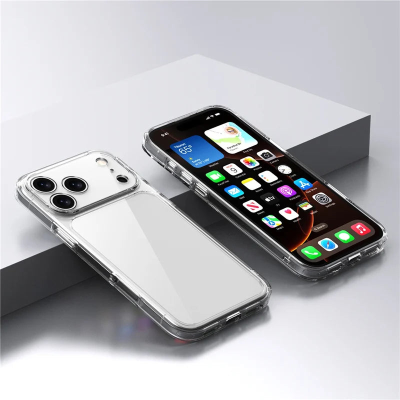 Luxury Transparent Shockproof Case For iPhone - Clear Hybrid TPU+PC Protective Hard Back Cover