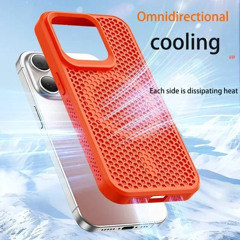 Cooling Heat Dissipation Phone Case For iPhone 17 16 15 14 13 12 11 Pro Max Plus Breathable Hard Back Magnetic Cover For Magsafe