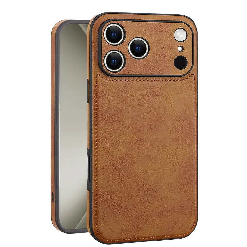 Soft Leather Case for iPhone 17 14 13 12 11 16 Pro Max XR 15 Plus Air Ultra Thin Lens Protection iphone16 16Pro Cover Coque