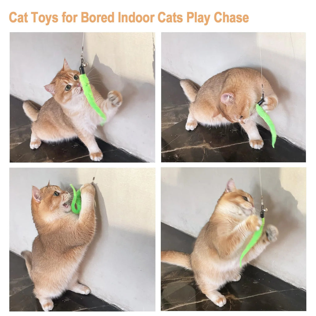 7pcs Interactive Cat Toys - Retractable Wand Toy and Feather Toys Refills for Indoor Cats to Chase and Exercise