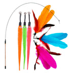 7pcs Interactive Cat Toys - Retractable Wand Toy and Feather Toys Refills for Indoor Cats to Chase and Exercise