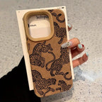 Vivid Leopard Pattern Bonded Leather Phone Case For iPhone - Shockproof Bumper Cover