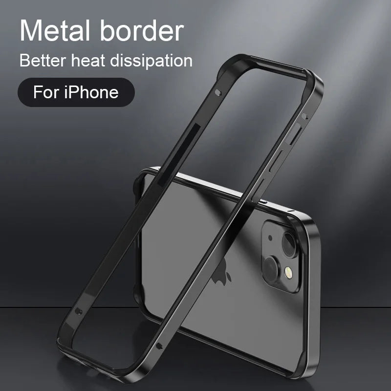 Hybrid Silicone Frame Aluminum Metal Phone Case For iPhone 17 16 15 14 13 12 Pro Max Better Heat Bumper