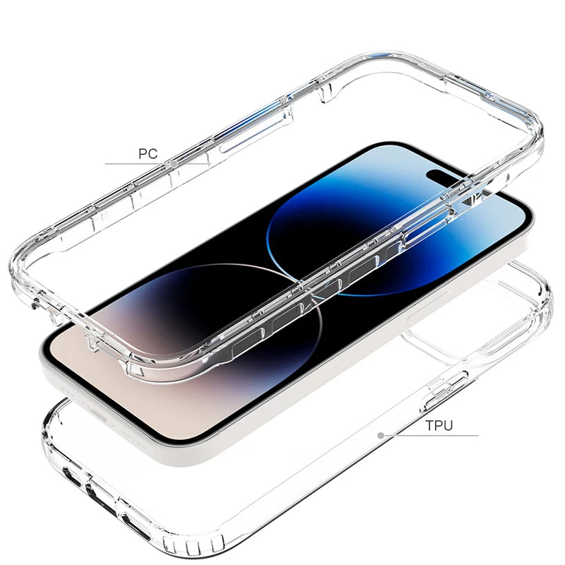 Full Protection Transparent Clear Phone Case for iPhone - Soft Shockproof Back Cover