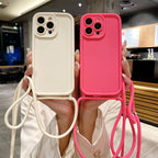 Phone Case For iPhone 14 13 15 16 Pro Max 17 Air 16E 12 11 X XR XS 7 8 Plus Crossbody Adjustable Lanyard Strap Rope Soft Cover