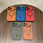 Magnetic Leather Case for iPhone With Cover Magnet for Mag-safe & All-round Camera Protector Shell