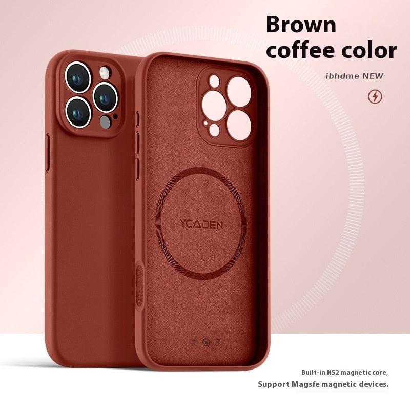 Phone Case With Real Liquid Silicone Magnetic Ultra-thin Drop-resistant All-inclusive